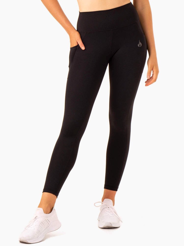 Ryderwear Action High Waisted Pocket Leggings Černé | XLNO-46187