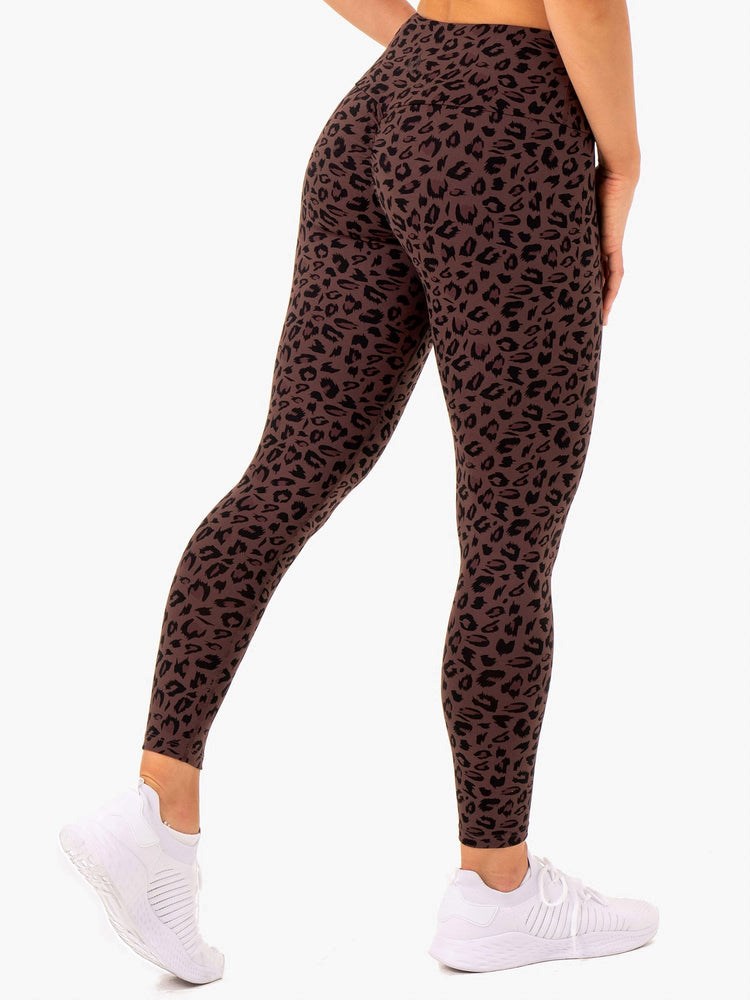 Ryderwear Adapt High Waisted Scrunch Leggings Čokolády Leopard | GYTD-85261