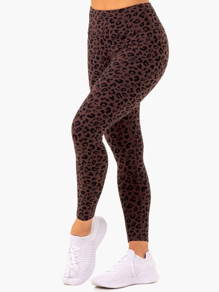 Ryderwear Adapt High Waisted Scrunch Leggings Čokolády Leopard | GYTD-85261