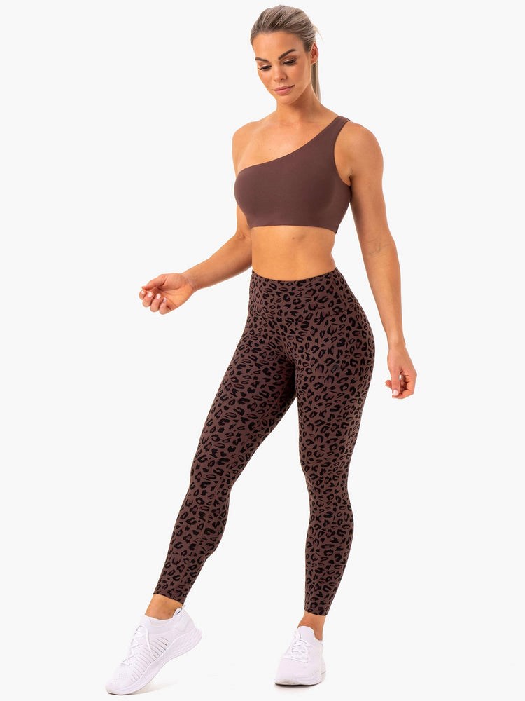 Ryderwear Adapt High Waisted Scrunch Leggings Čokolády Leopard | GYTD-85261