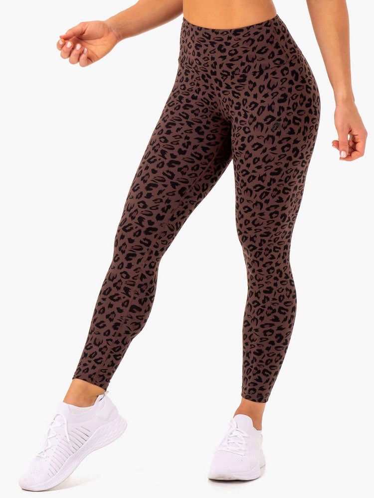 Ryderwear Adapt High Waisted Scrunch Leggings Čokolády Leopard | GYTD-85261