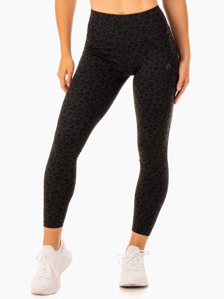 Ryderwear Adapt High Waisted Scrunch Leggings Černé Leopard | JTSH-92365