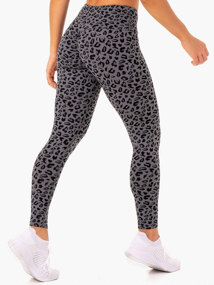 Ryderwear Adapt High Waisted Scrunch Leggings Šedé Leopard | LRWY-30819