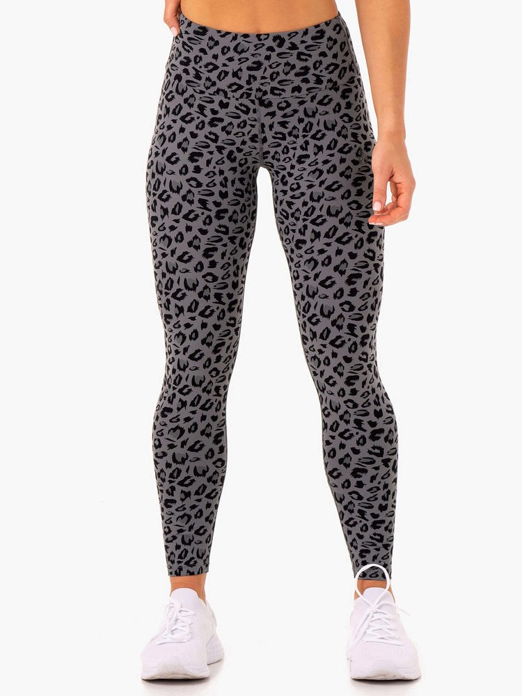 Ryderwear Adapt High Waisted Scrunch Leggings Šedé Leopard | LRWY-30819