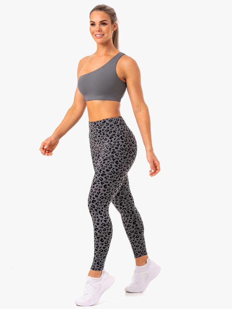 Ryderwear Adapt High Waisted Scrunch Leggings Šedé Leopard | LRWY-30819