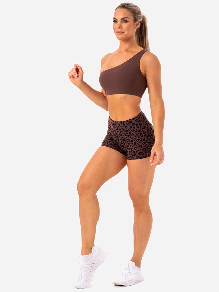 Ryderwear Adapt High Waisted Scrunch Shorts Čokolády Leopard | JUSM-98537