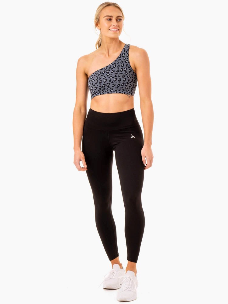 Ryderwear Adapt One Shoulder Sports Bra Blankyt Leopard | IYUS-47963