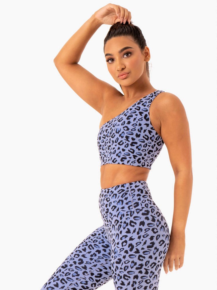 Ryderwear Adapt One Shoulder Sports Bra Levandule Leopard | SIBZ-65290