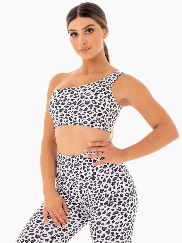 Ryderwear Adapt One Shoulder Sports Bra Leopard | UXTA-90138