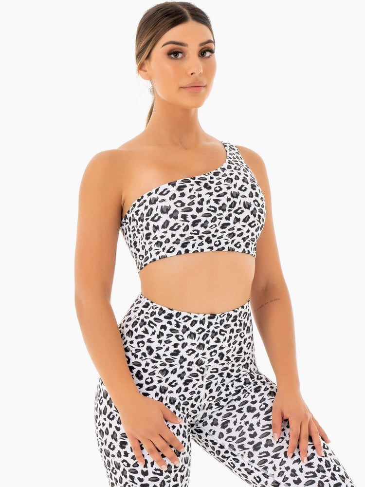 Ryderwear Adapt One Shoulder Sports Bra Leopard | UXTA-90138