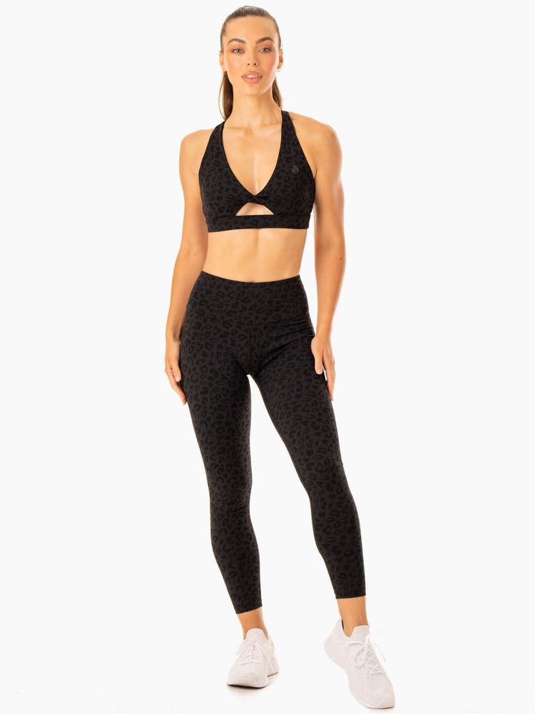 Ryderwear Adapt Twist Sports Bra Černé Leopard | KOQN-02754