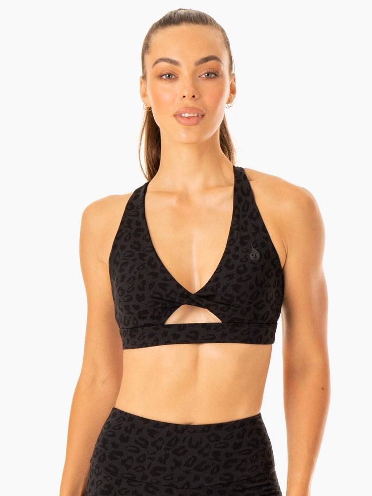 Ryderwear Adapt Twist Sports Bra Černé Leopard | KOQN-02754