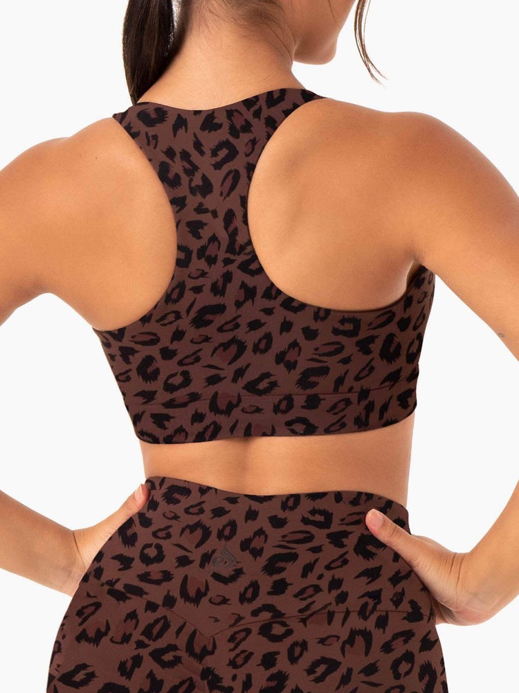 Ryderwear Adapt Twist Sports Bra Čokolády Leopard | KCAX-83540