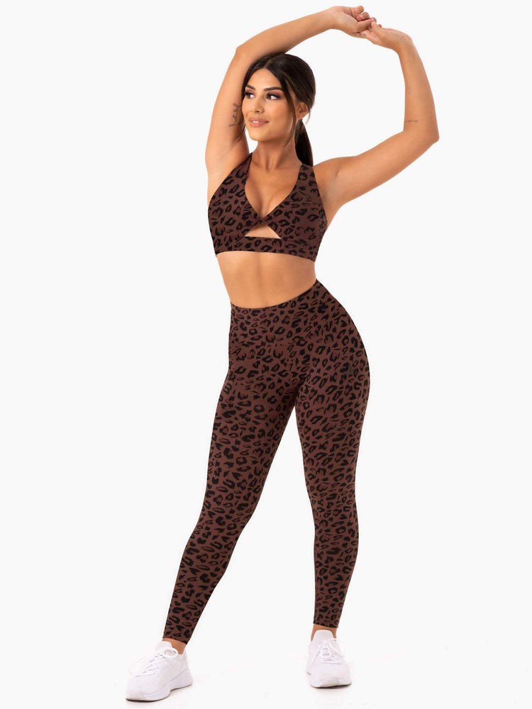 Ryderwear Adapt Twist Sports Bra Čokolády Leopard | KCAX-83540