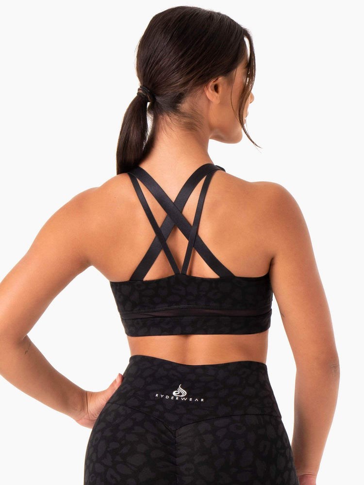 Ryderwear Amazon Mesh Sports Bra Černé Leopard | GQLX-58210