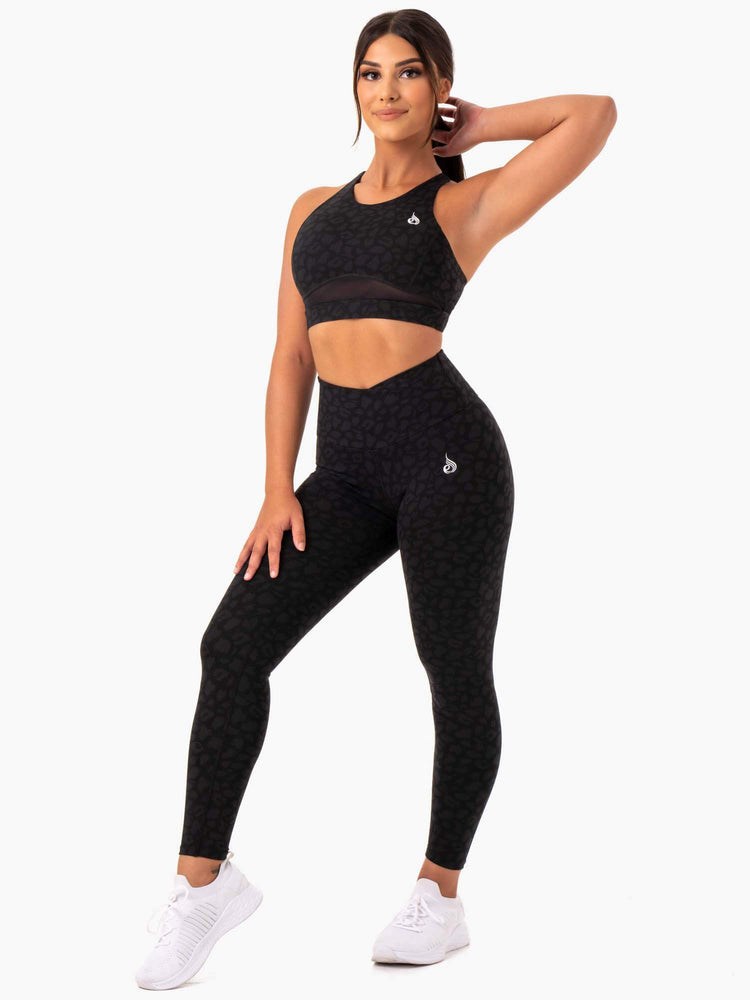 Ryderwear Amazon Mesh Sports Bra Černé Leopard | GQLX-58210