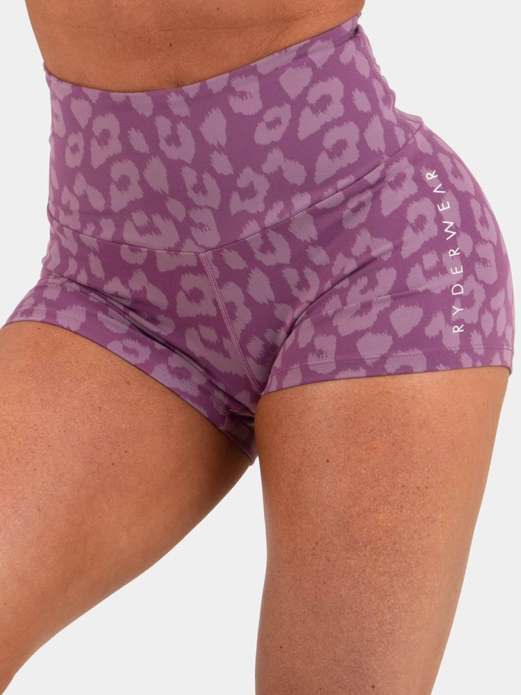 Ryderwear Animal Scrunch Bum Shorts Leopard Fialové | QDJN-10623