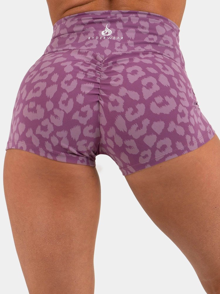 Ryderwear Animal Scrunch Bum Shorts Leopard Fialové | QDJN-10623