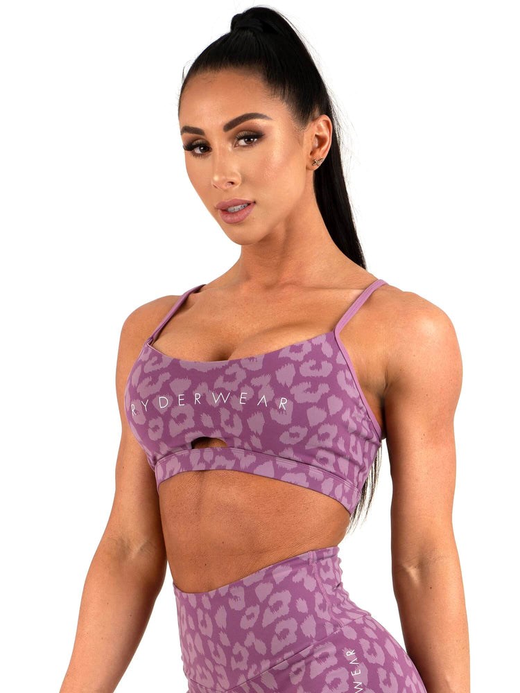 Ryderwear Animal Sports Bra Leopard Fialové | NYIJ-37918