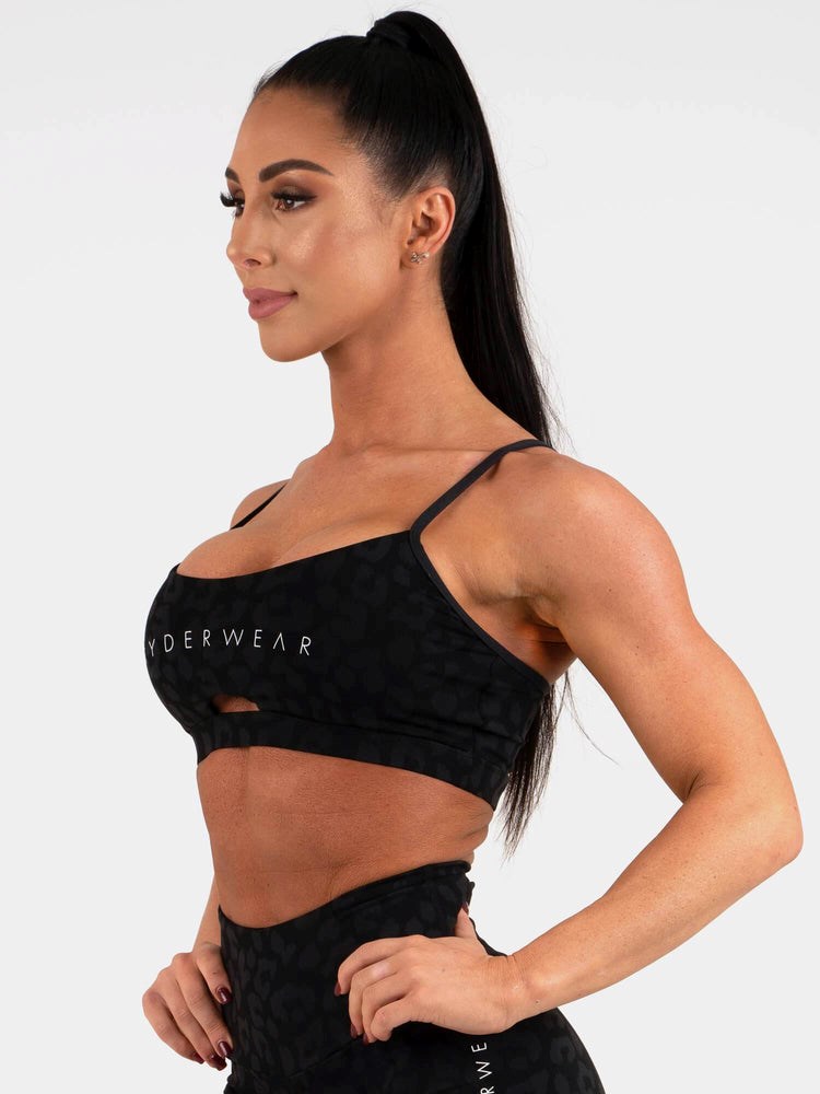 Ryderwear Animal Sports Bra Leopard Černé | GNVM-23670