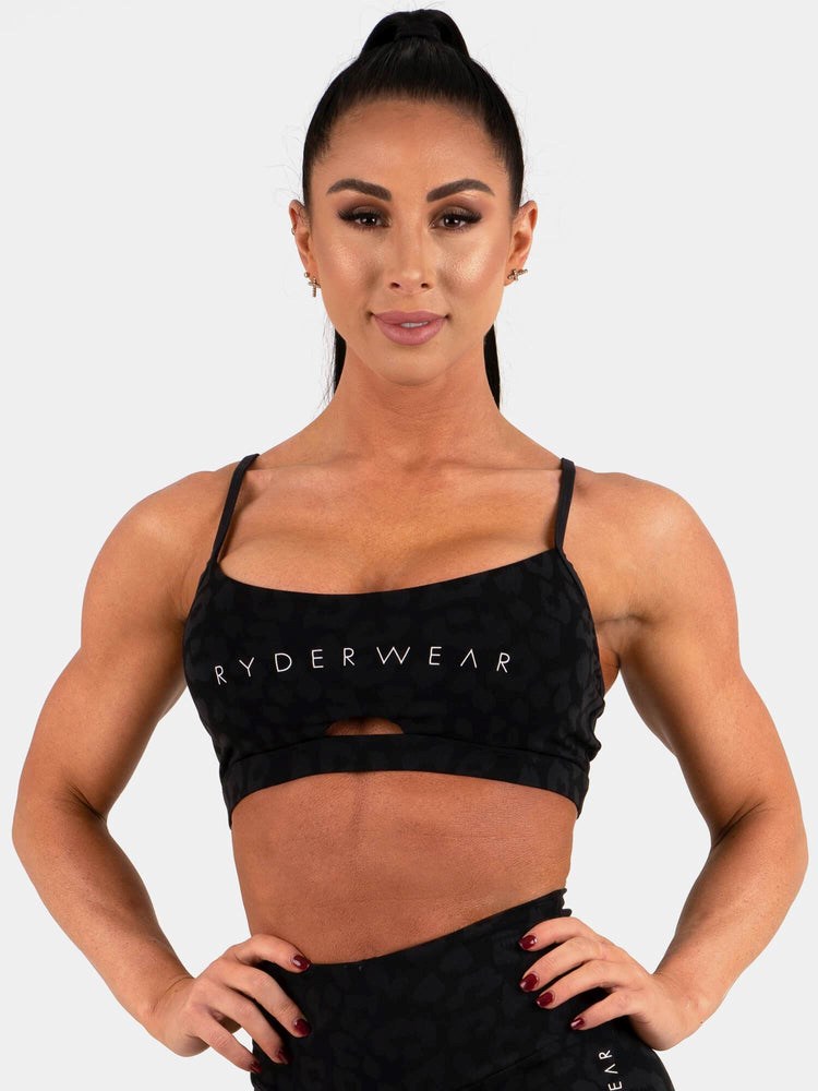 Ryderwear Animal Sports Bra Leopard Černé | GNVM-23670