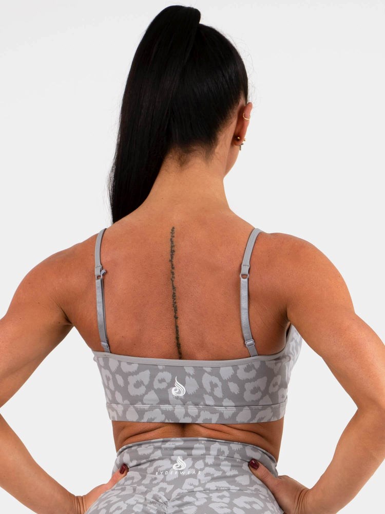 Ryderwear Animal Sports Bra Leopard Šedé | VSZL-60283