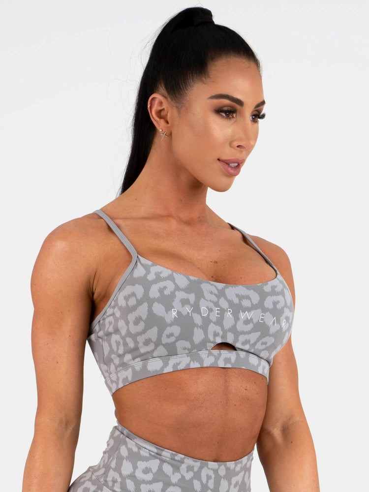 Ryderwear Animal Sports Bra Leopard Šedé | VSZL-60283