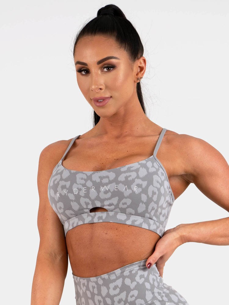 Ryderwear Animal Sports Bra Leopard Šedé | VSZL-60283