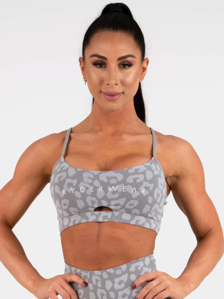 Ryderwear Animal Sports Bra Leopard Šedé | VSZL-60283