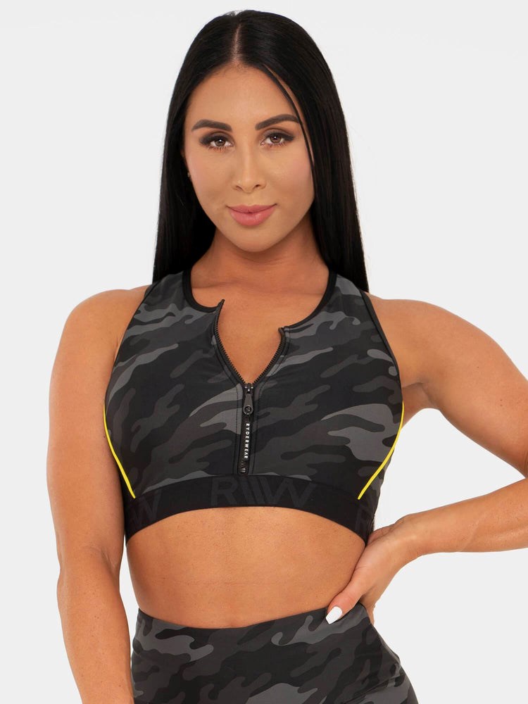 Ryderwear BFCAMO Zip Up Sports Bra Maskáčové | OHLD-15239