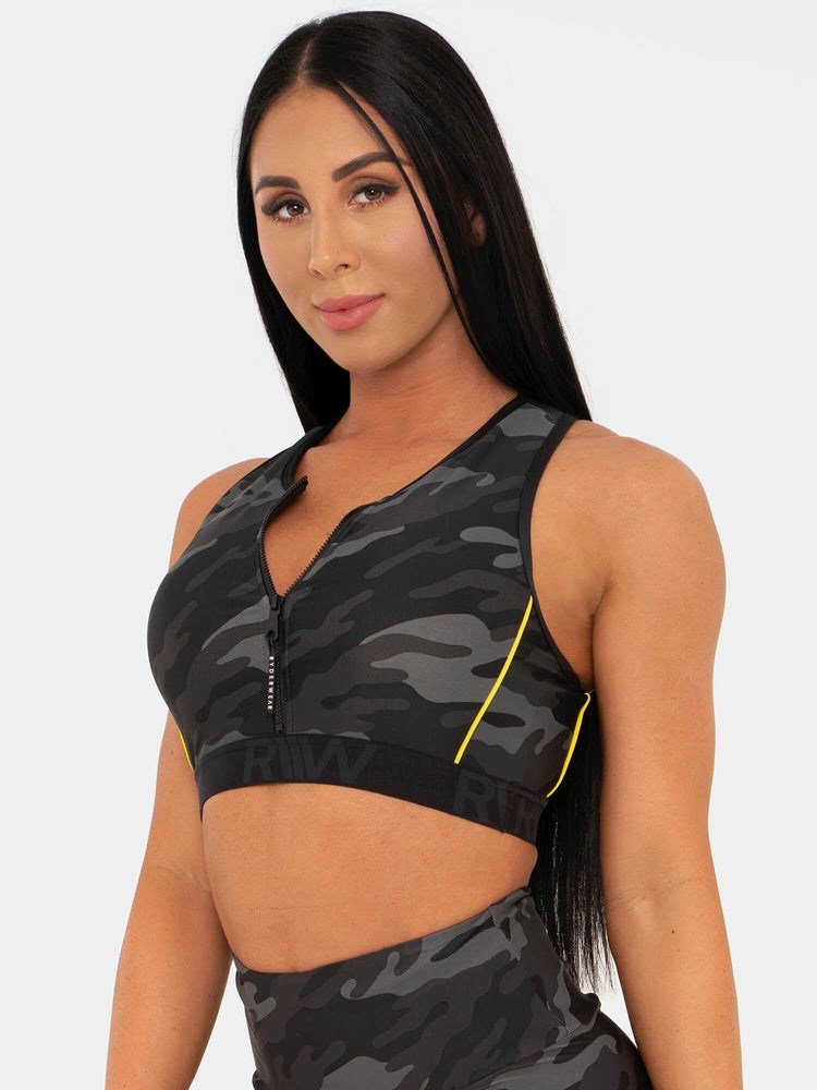 Ryderwear BFCAMO Zip Up Sports Bra Maskáčové | OHLD-15239