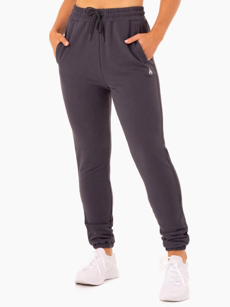 Ryderwear Base High Waisted Track Pants Charcoal | RJAM-62701