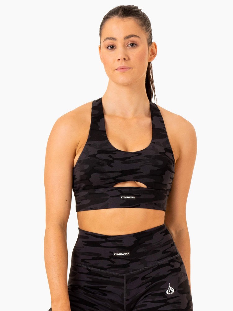 Ryderwear Base Racer Back Sports Bra Černé Maskáčové | YJOM-05387