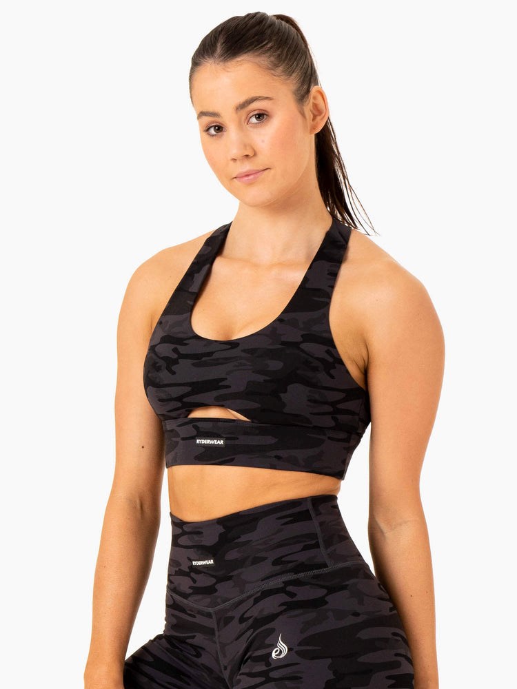 Ryderwear Base Racer Back Sports Bra Černé Maskáčové | YJOM-05387