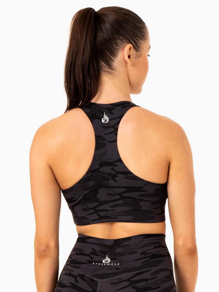 Ryderwear Base Racer Back Sports Bra Černé Maskáčové | YJOM-05387