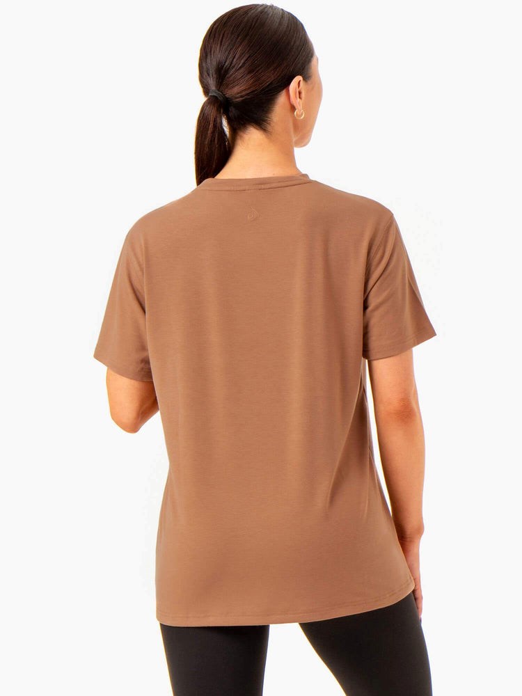 Ryderwear Boyfriend Longline T-Shirt Mocha | ODLZ-05293