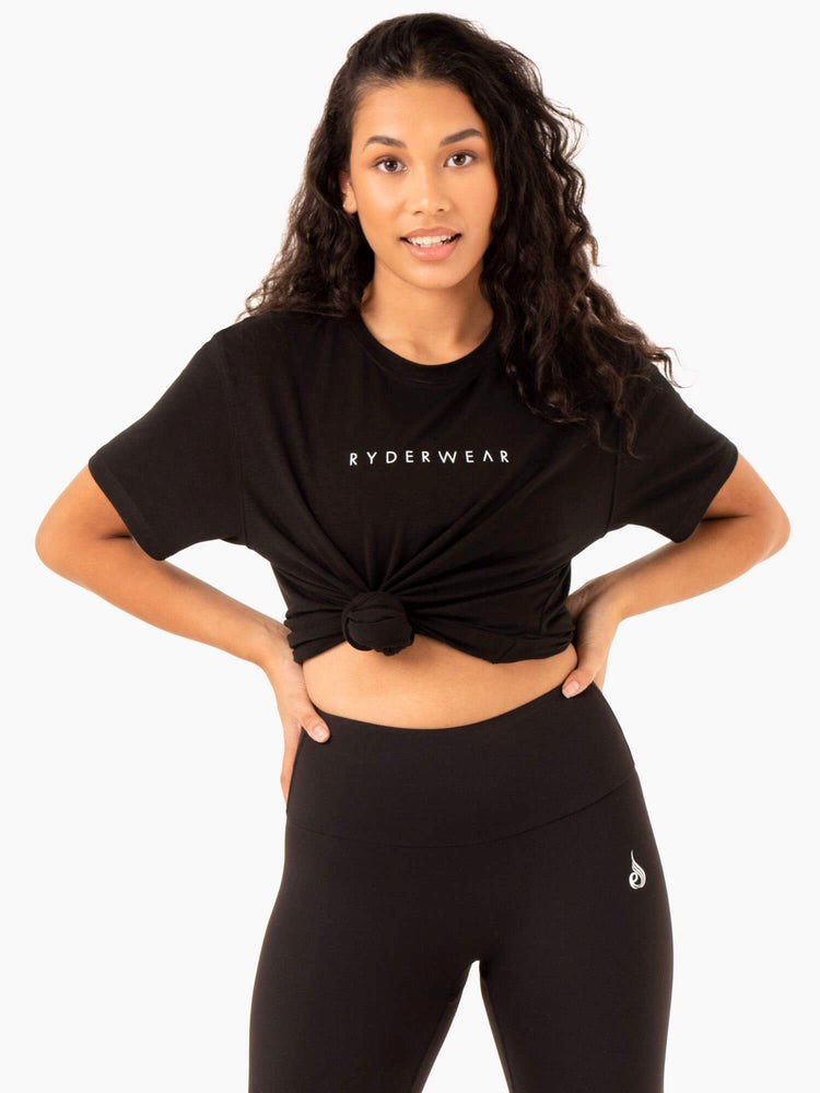 Ryderwear Boyfriend Longline T-Shirt Černé | TVPG-61728