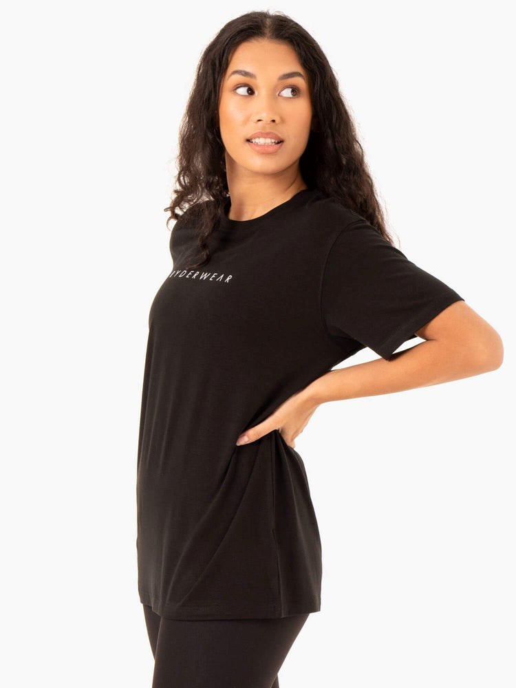 Ryderwear Boyfriend Longline T-Shirt Černé | TVPG-61728