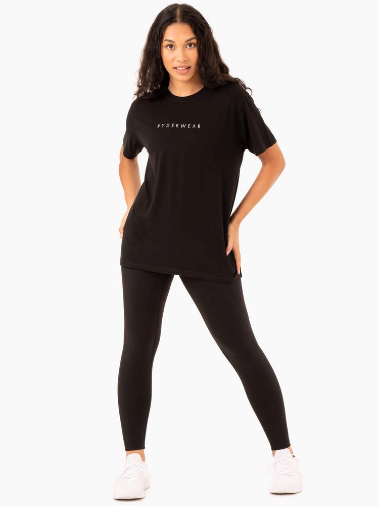 Ryderwear Boyfriend Longline T-Shirt Černé | TVPG-61728