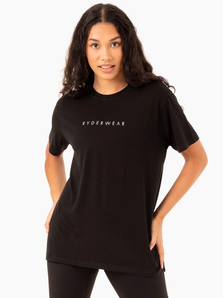 Ryderwear Boyfriend Longline T-Shirt Černé | TVPG-61728