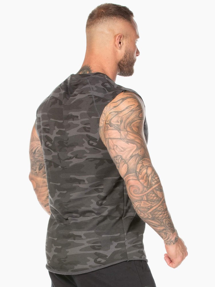 Ryderwear Camo Fleece Tank Černé Maskáčové | VUMB-57486