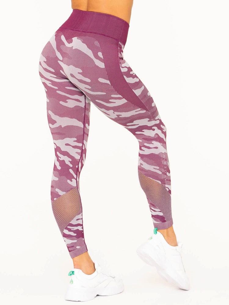 Ryderwear Camo Seamless High Waisted Leggings Vínové Maskáčové | PMWV-42501