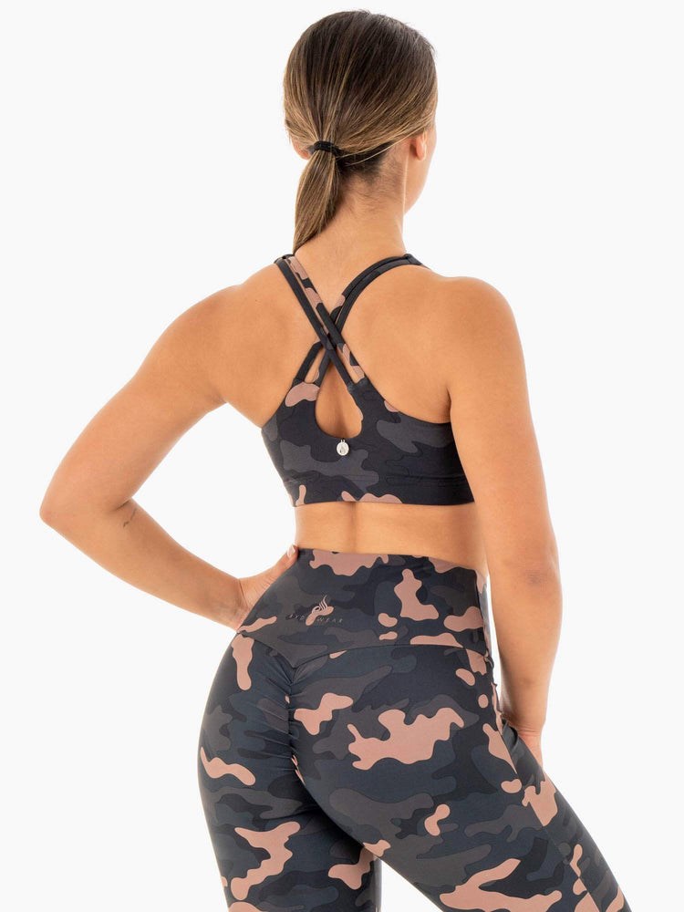 Ryderwear Camo Sports Bra Růžové Maskáčové | CXMH-78326