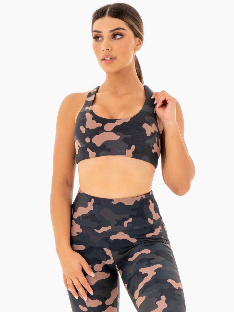 Ryderwear Camo Sports Bra Růžové Maskáčové | CXMH-78326