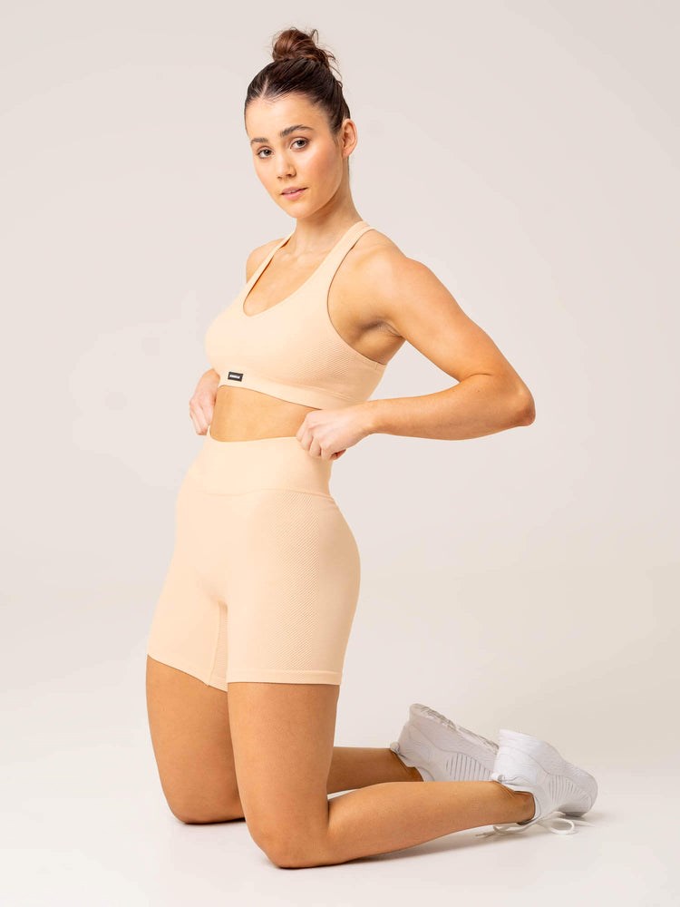 Ryderwear Circuit Rib Seamless High Waisted Shorts Peach Sorbet | FHTL-27934