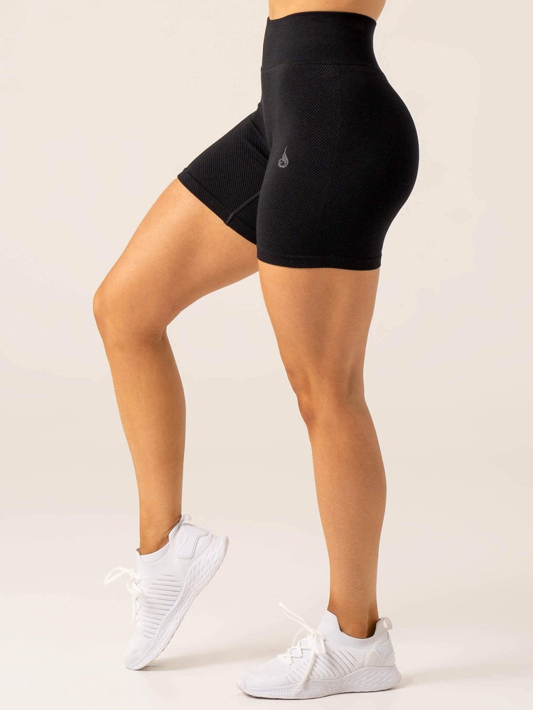 Ryderwear Circuit Rib Seamless High Waisted Shorts Černé | KEHL-52607