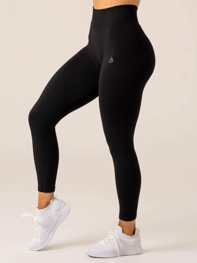 Ryderwear Circuit Rib Seamless High Waisted Leggings Černé | KMOB-71406