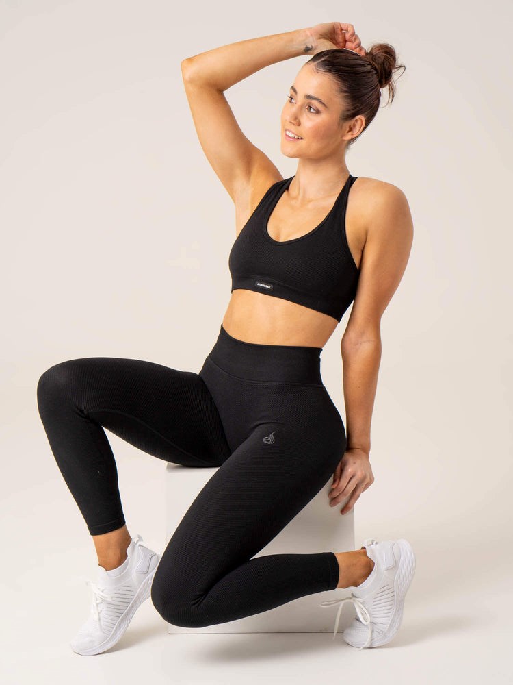 Ryderwear Circuit Rib Seamless High Waisted Leggings Černé | KMOB-71406