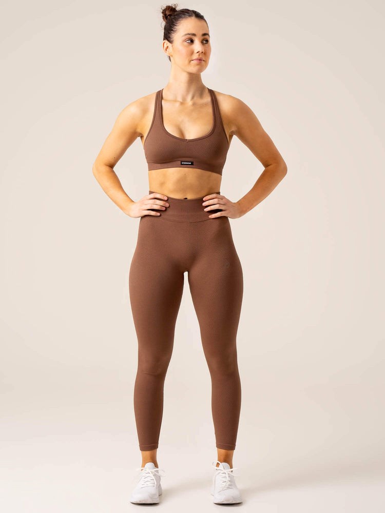 Ryderwear Circuit Rib Seamless High Waisted Leggings Čokolády | NDWA-15832