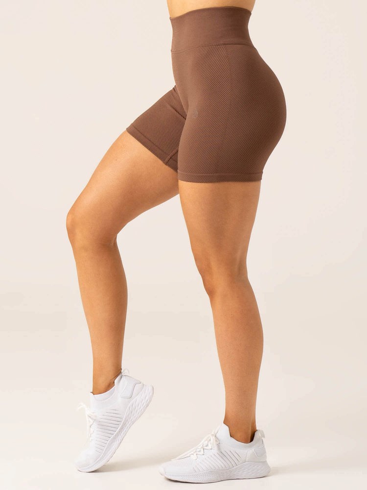 Ryderwear Circuit Rib Seamless High Waisted Shorts Čokolády | RDAK-06851